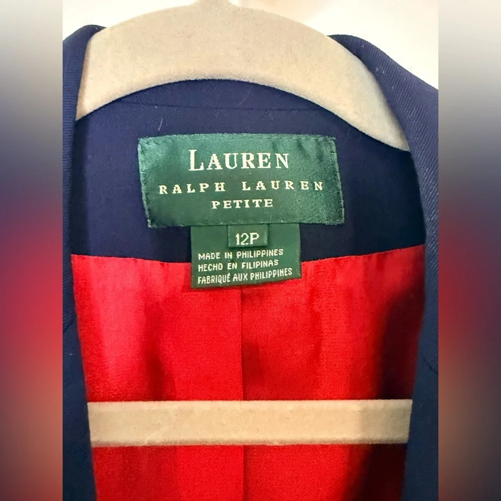 Lauren Ralph Lauren Wool Blend Blazer Preppy Classic lapel collar logo button 12 - Picture 3 of 12
